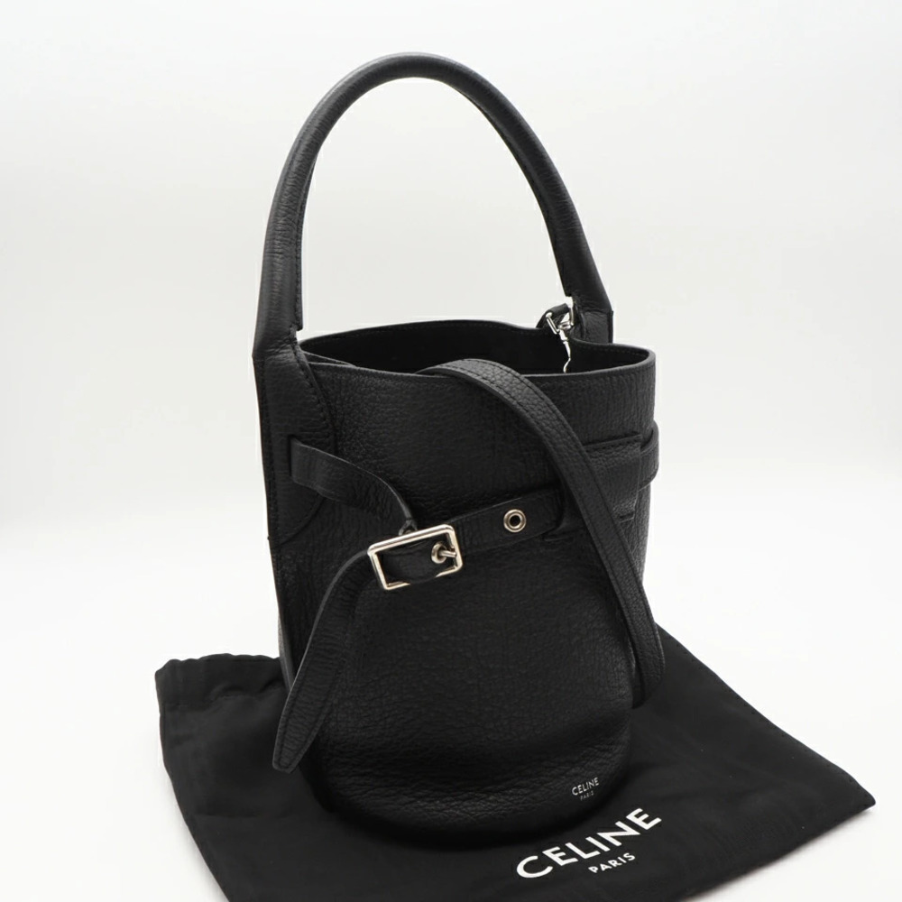 Celine Calfskin Big Bag Bucket Handbag Black Calf Leather